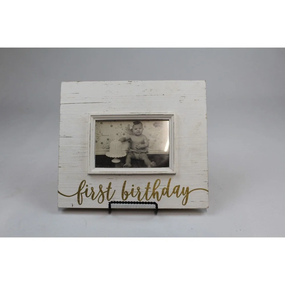 Mud Pie My First Birthday Frame Rustic Wooden Picture Frame 9.5 in. x 11 in.